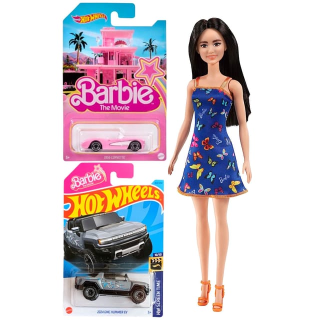 Hot Wheels Barbie The Movie GMC Hummer EV And 1956 Corvette