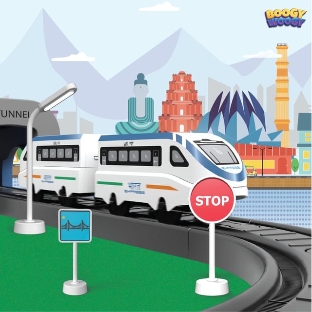 Boogy Woogy BHARAT Express: Battery-Operated Train Set for Kids 3 Years+ with Magnetic Tracks - 49 Pieces