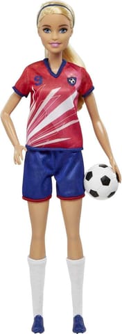 Barbie Soccer Doll, Blonde, #9 Uniform, Soccer Ball, Cleats, Socks