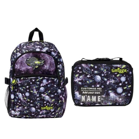 Smiggle Fly High Square Attach Id Lunchbox And Classic Attach Backpack - Black