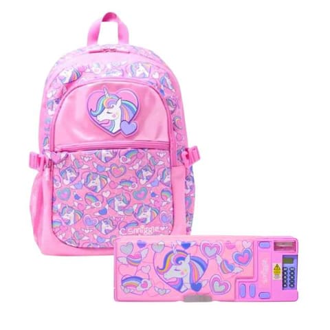 Smiggle Fly Hi Classic Backpack And Pop Out Pencil Case - Unicorn Pink