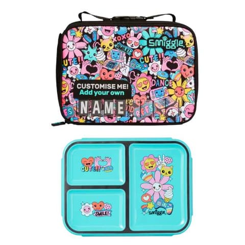 Smiggle Bright Side Square Id Attachable Lunch Box And Bento Nutrition Container