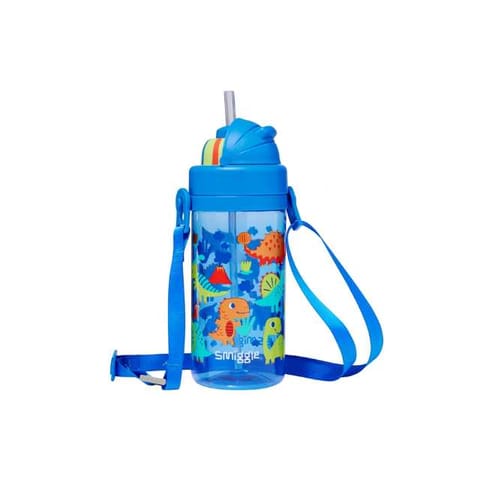 Smiggle Glide Teeny Tiny Plastic Drink Bottle With Strap 400 ml Mid Blue