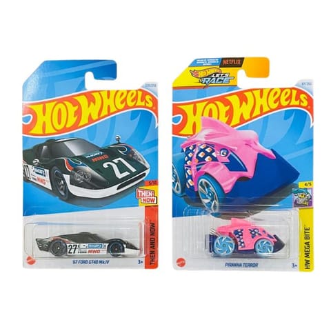 Hot Wheels Then And Now '67 Ford GT40 Mk.IV And HW Mega Bite Piranha Terror