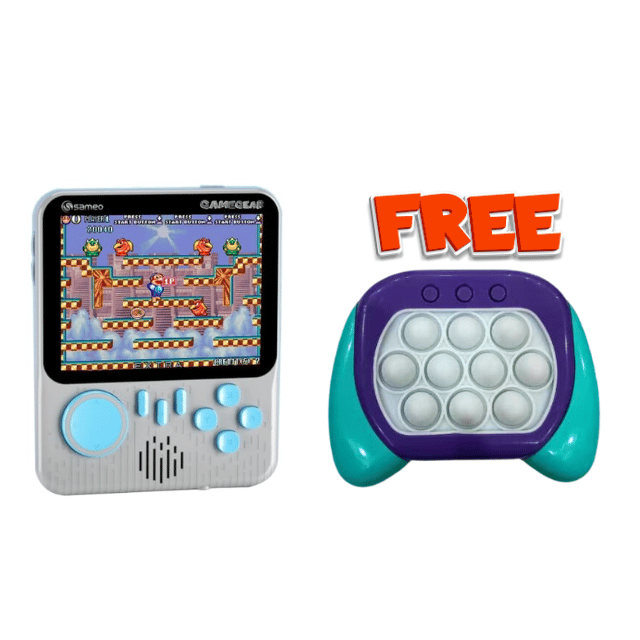 Ultimate Gaming Combo - Sameo Gamegear Handheld Video Game Console 666 Games - Dolphin Grey With Free Quick Push POP-It Game