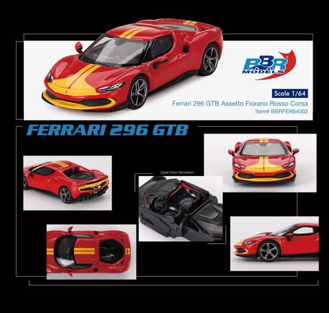 BBR Models Ferrari 296 GTB Assetto Fiorano Rosso Corsa