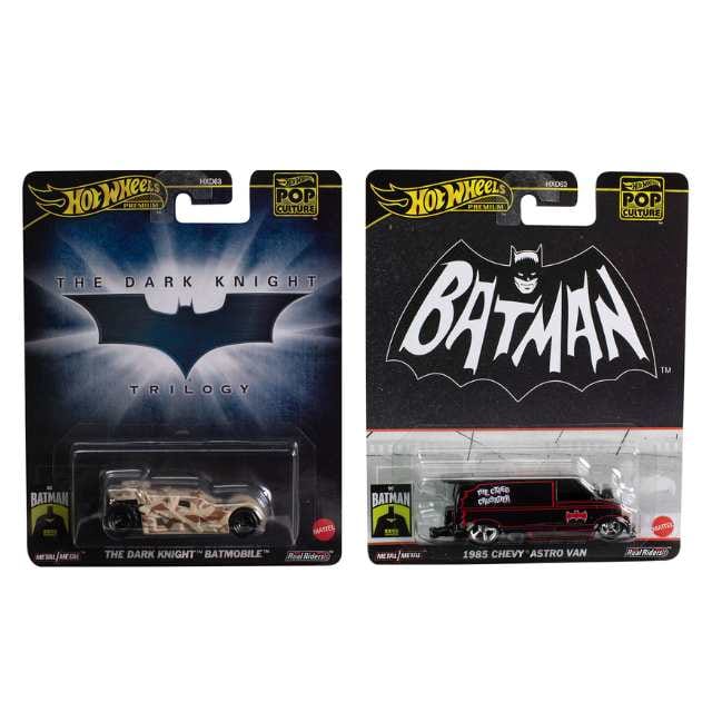 Hot Wheels Pop Culture 2024 The Dark Knight Batmobile And Batman 1985 Chevy Astro Van