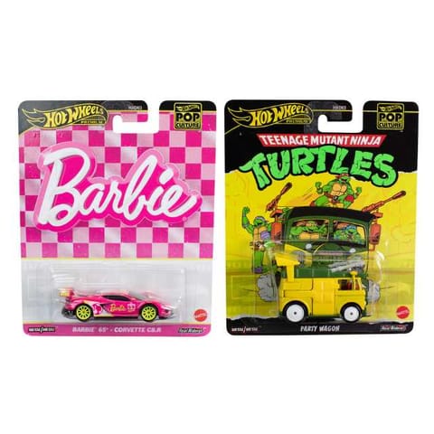 Hot Wheels Pop Culture 2024 Barbie 64 Corvette C8 R And Teenage Mutant Ninja Turtle Party Wagon