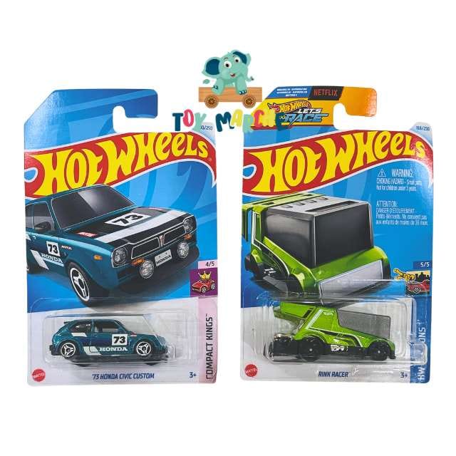 Hot Wheels Compact Kings '73 Honda Civic Custom And HW Ride-Ons Rink Racer