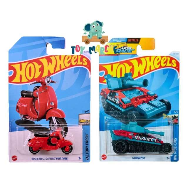 Hot Wheels Factory Fresh Vespa 90 SS Super Sprint (1966) And HW Ride-Ons Tanknator