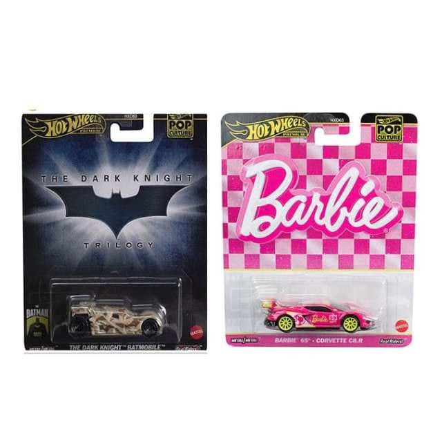 Hot Wheels Pop Culture 2024 Barbie 64 Corvette C8 R And The Dark Knight Batmobile