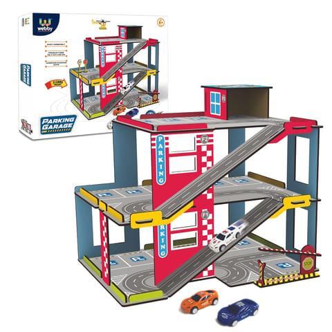 Webby Parking Garage - Includes 3 Metal Pull back cars