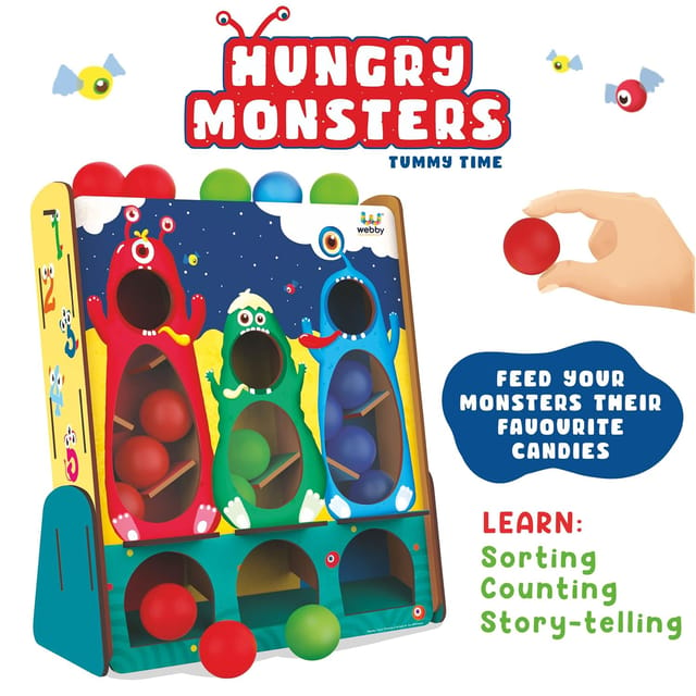 Webby Hungry Monsters Tummy Time game with story book