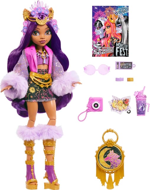 Monster High Monster Fest Clawdeen Wolf Fashion Doll With Festival Outfit, Band Poster And Accessories