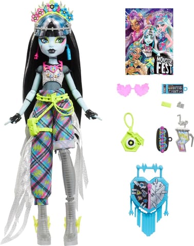 Monster High Monster Fest Frankie Stein Fashion Doll With Festival Outfit, Band Poster And Accessories