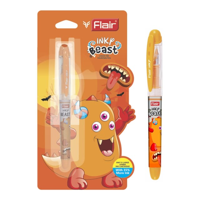 Flair Inky Series Beast Liquid Ink Fountain Pen Blister Pack - Orange