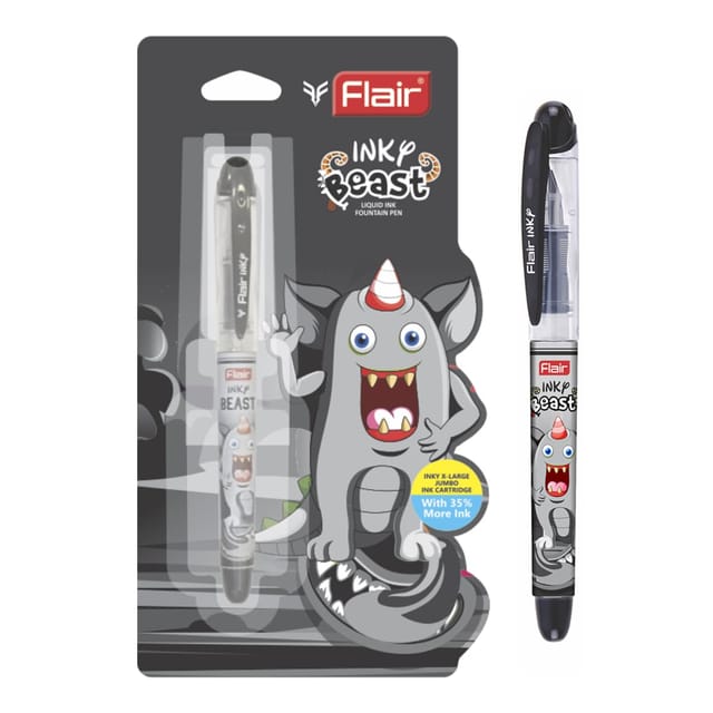 Flair Inky Series Beast Liquid Ink Fountain Pen Blister Pack - Grey