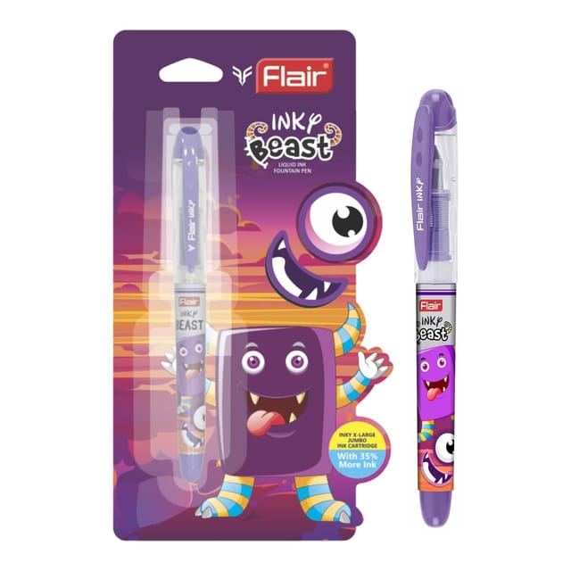 Flair Inky Series Beast Liquid Ink Fountain Pen Blister Pack - Purple