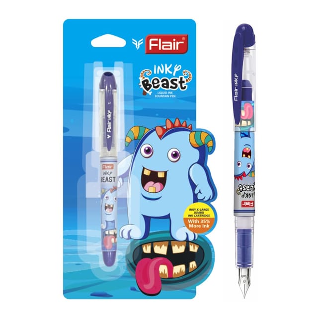 Flair Inky Series Beast Liquid Ink Fountain Pen Blister Pack - Blue