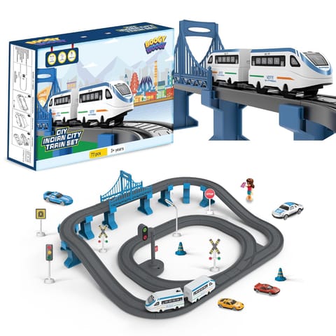 Boogy Woogy BHARAT Express: Battery-Operated Train Set with Magnetic Tracks - 77 Pieces