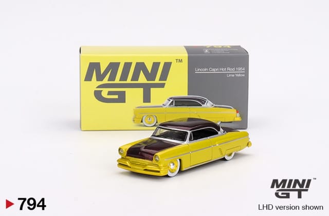 Mini GT Lincoln Capri Hot Rod 1954 - Lime Yellow