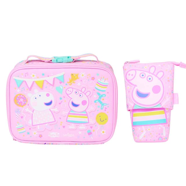 Smiggle Peppa Pig Teeny Tiny Square Lunchbox And Stand N' Slide 2 In 1 Pencil Case