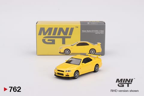 Mini GT Nissan Skyline GTR R34 Vspec Lightning Yellow