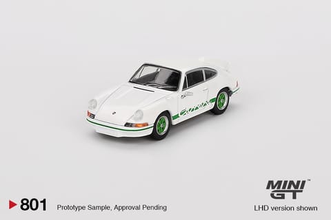 Mini GT Porsche 911 Carrera RS 2.7 - Grand Prix White with Green Livery