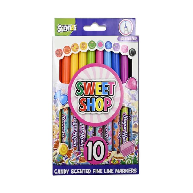 Scentos Sweet Shop Fine Line Markers, Pack of 10