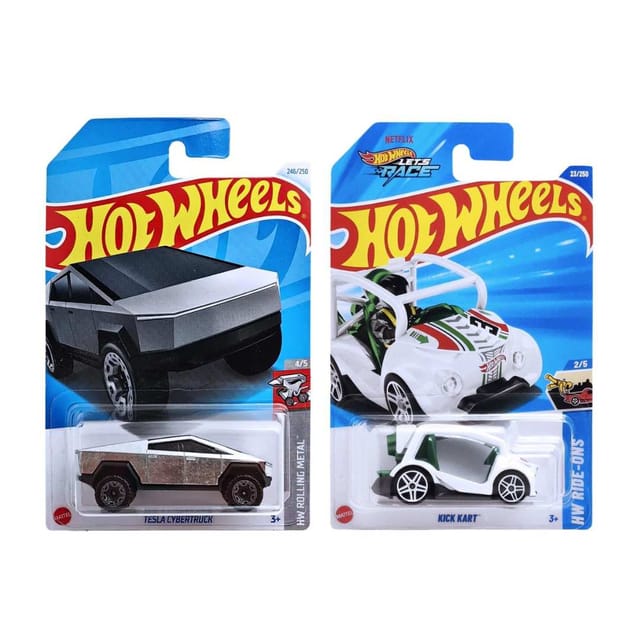 Hot Wheels HW Ride-Ons Kick Kart And HW Rolling Metal Tesla Cybertruck