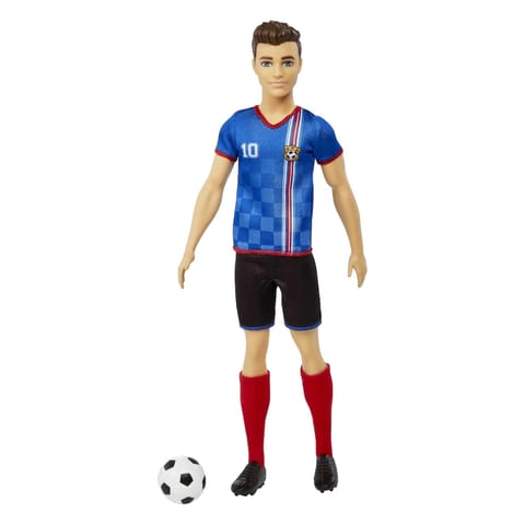 Barbie Ken Soccer Player Doll, Cropped Hair, #10 Uniform, Soccer Ball, Cleats, Socks